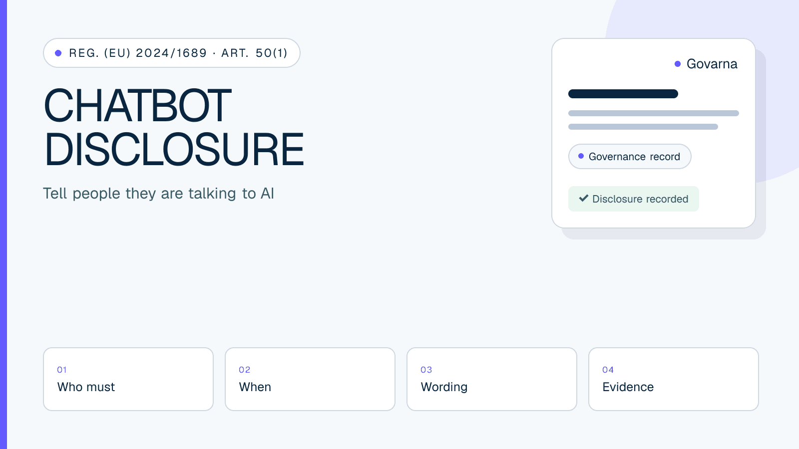 Chatbot interface showing an EU AI Act Article 50 disclosure notice